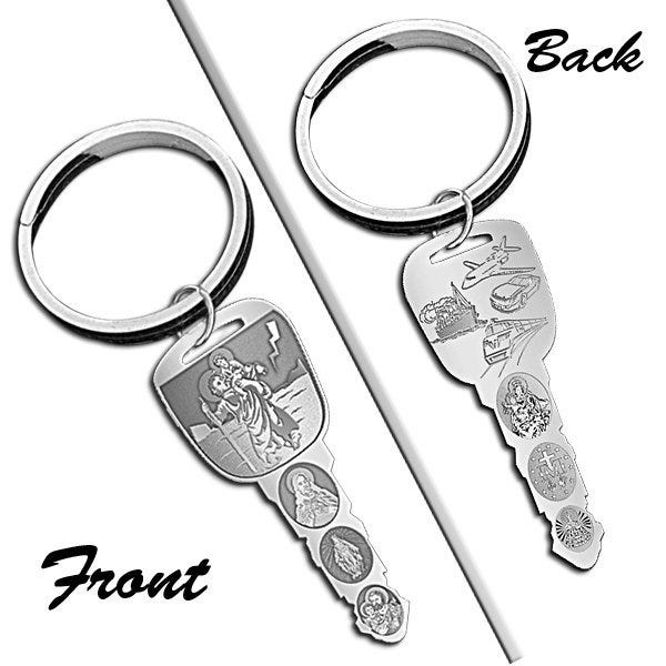 Saint Christopher Double Sided "Traveler's Key" Keychain
