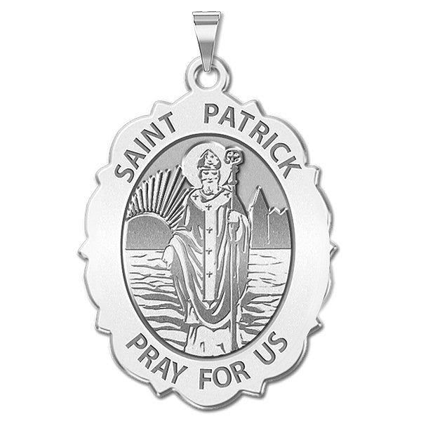 Saint Patrick Religious Medal Scalloped OVAL "EXCLUSIVE"