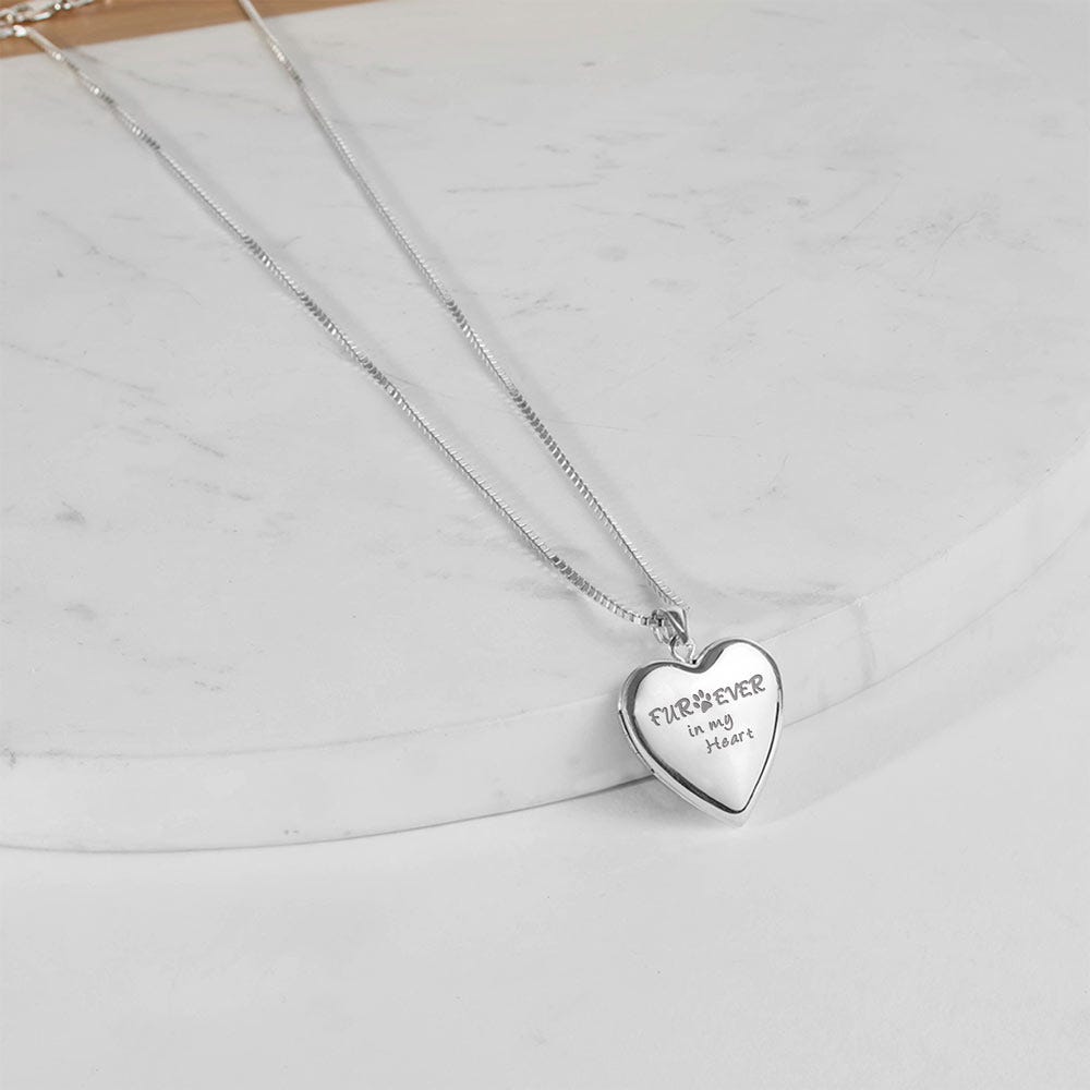 Silver " Fur-ever in my heart " Heart Photo Locket