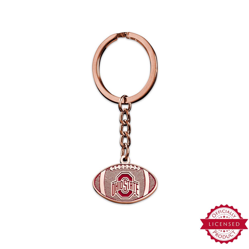 Ohio State University Color Enamel Football Logo Keychain