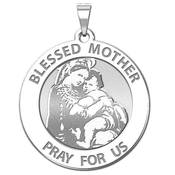 "Blessed Mother" Virgin Mary Round Religious Medal
