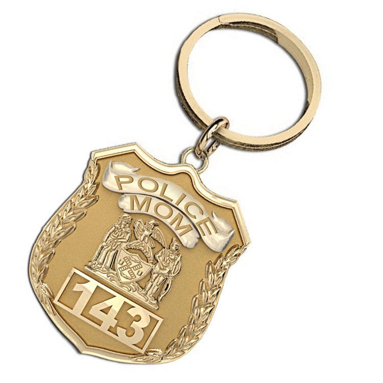 Police Mom Personalized Police Badge Keychain with Your Number