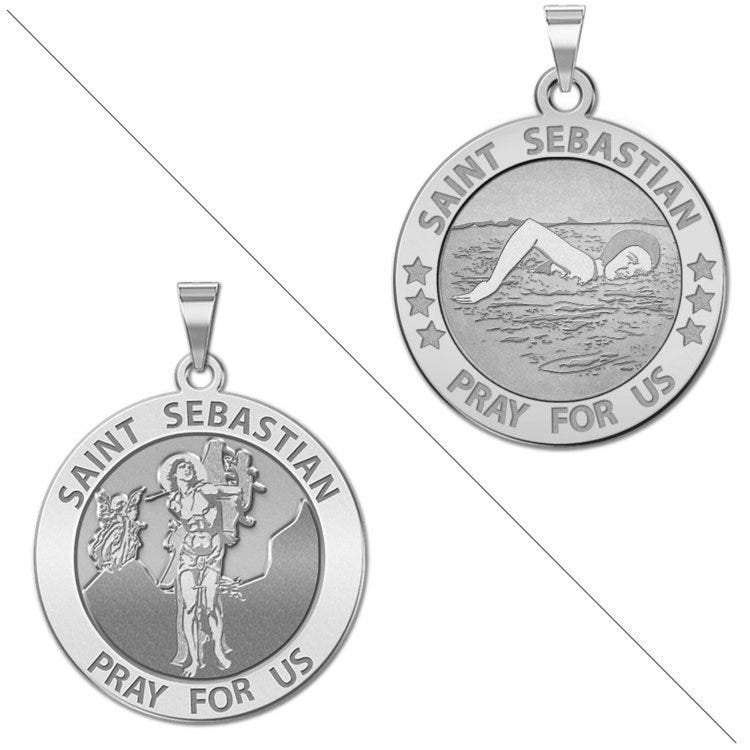 Girl Swimmers - Saint Sebastian Doubledside Sports Religious Medal