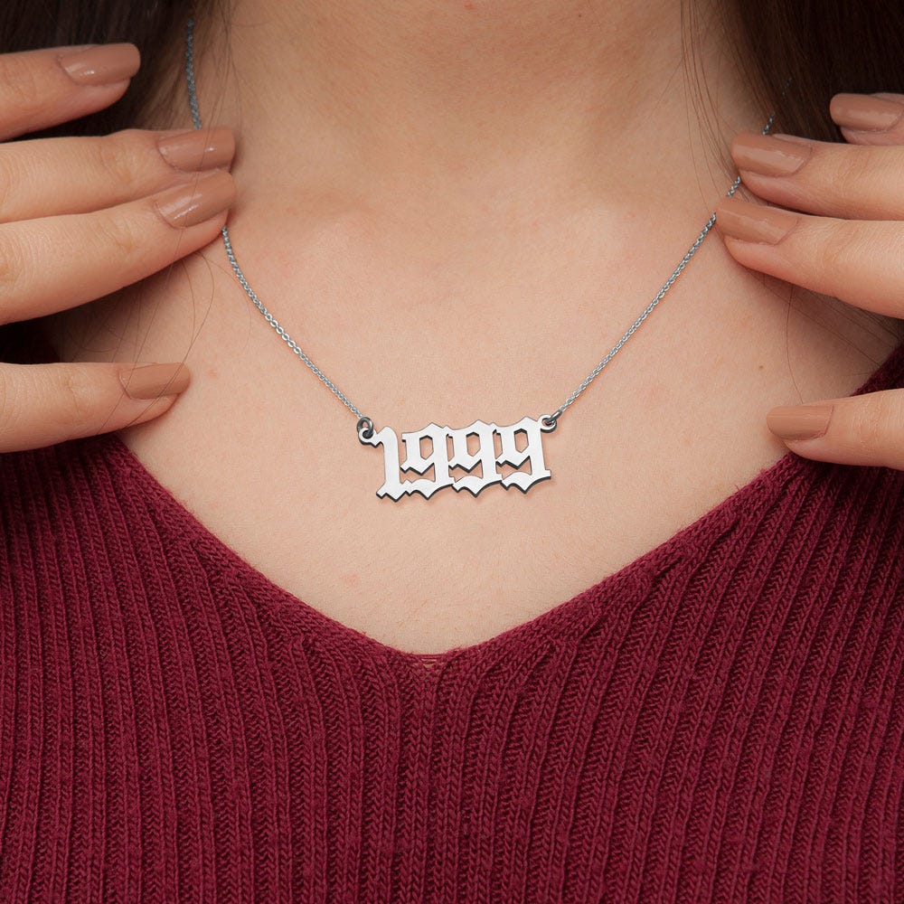Old English Date Necklace with Chain Included