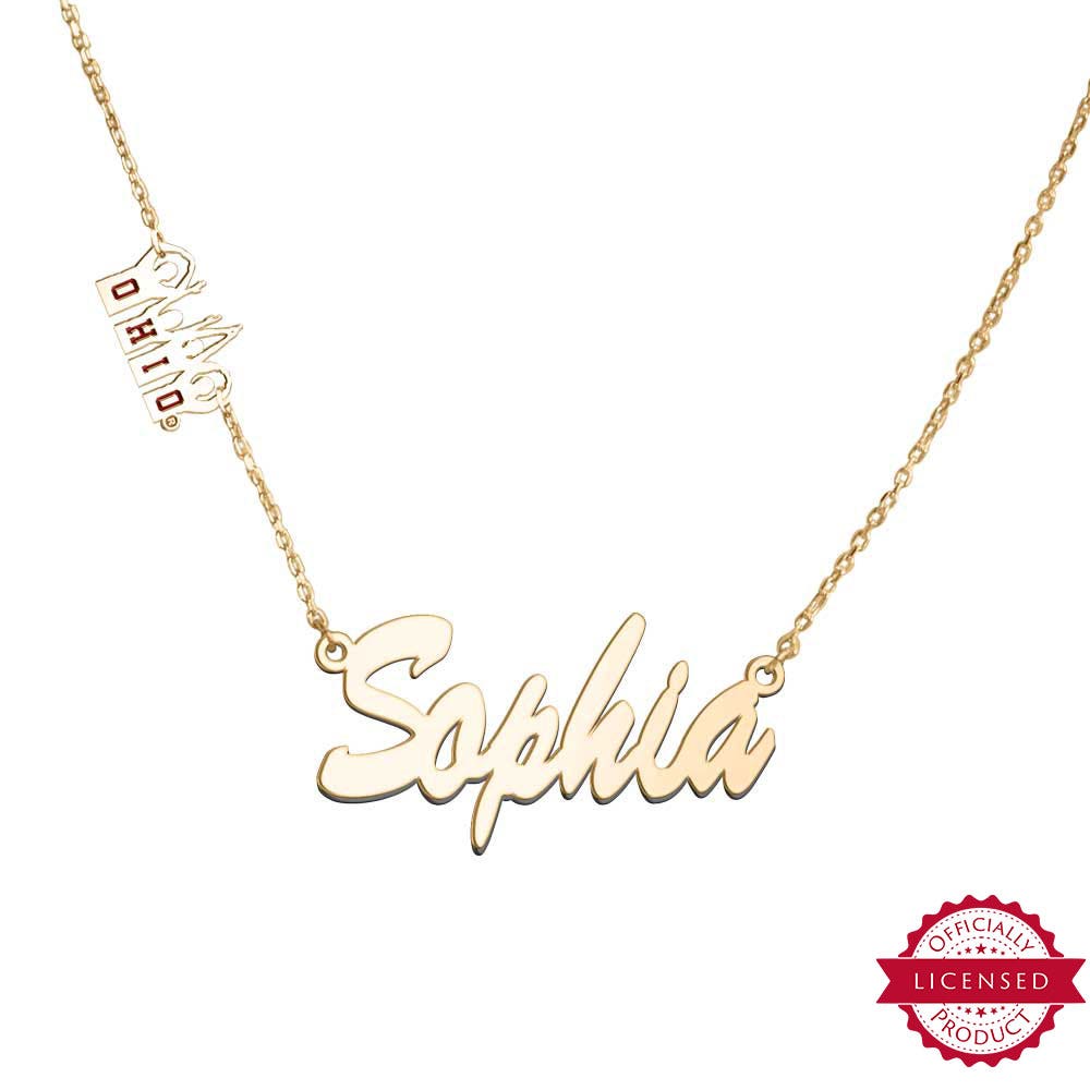 Ohio State University Silhouette Name Necklace