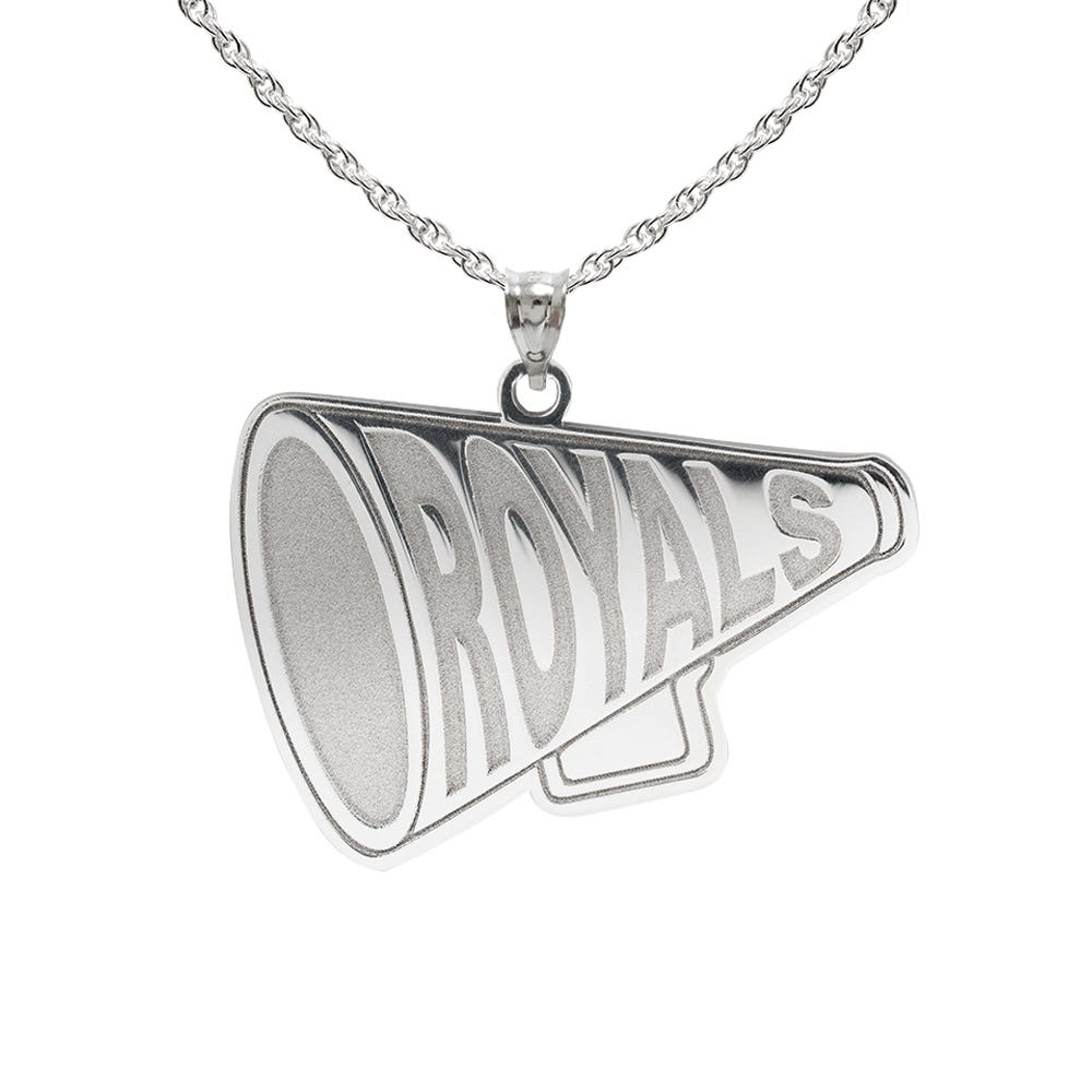 Custom Cheerleader "Megaphone" Charm or  Pendant w/ Team Name