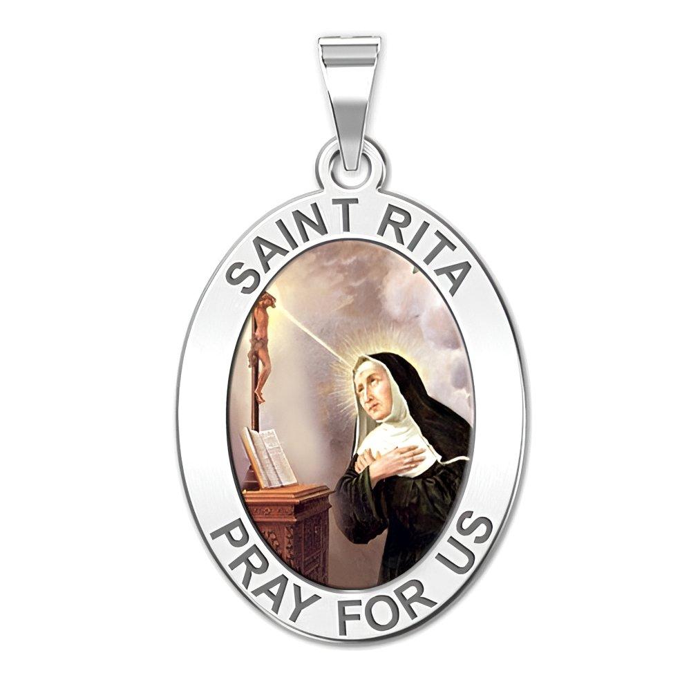 Saint Rita Oval Religious Medal Color