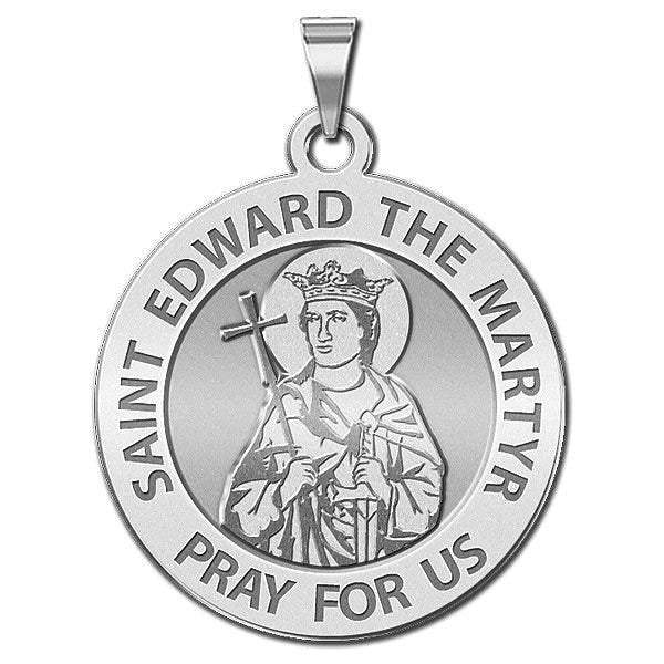 Saint Edward the Martyr Round Religious Medal "EXCLUSIVE"