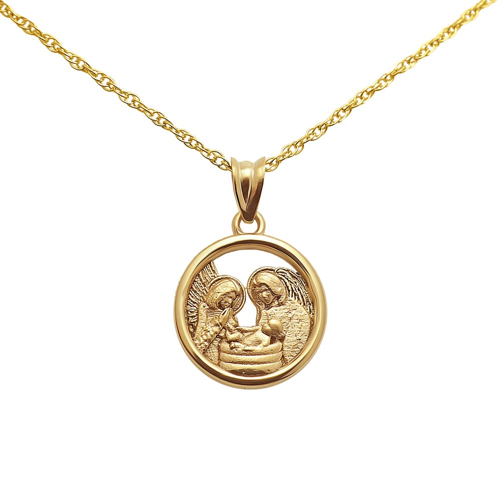 14k Satin & Polished Baptism Pendant