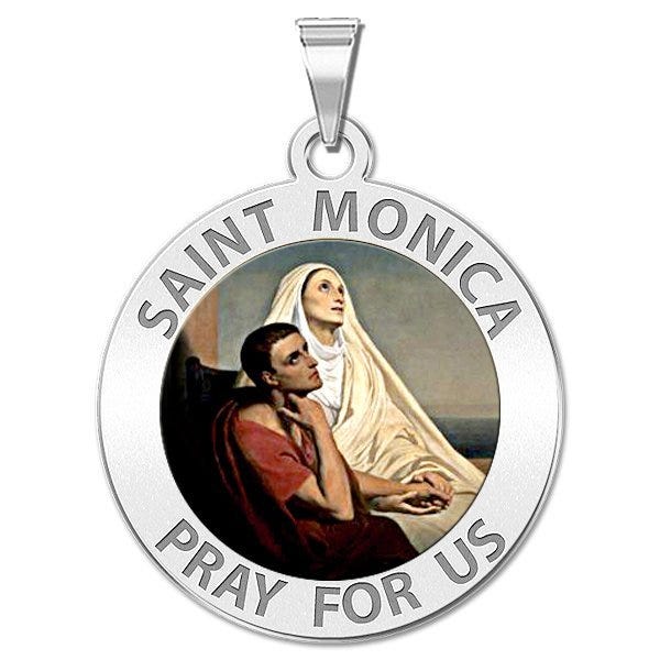 Saint Monica w/ her son Saint Augustine Religious Medal Color