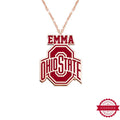 Ohio State University Color Enamel Logo with Name Necklace