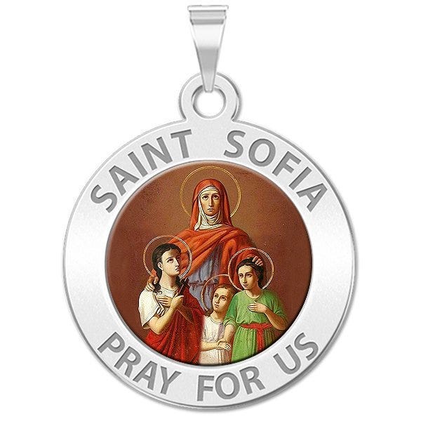 Saint Sofia w/(Hope, Faith, & Charity) Color Religious Medal "EXCLUSIVE"