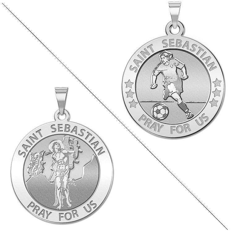 Female Soccer - Saint Sebastian Doubledside Sports Religious Medal "EXCLUSIVE"