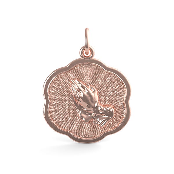 Praying Hands Scalloped Disc Charm