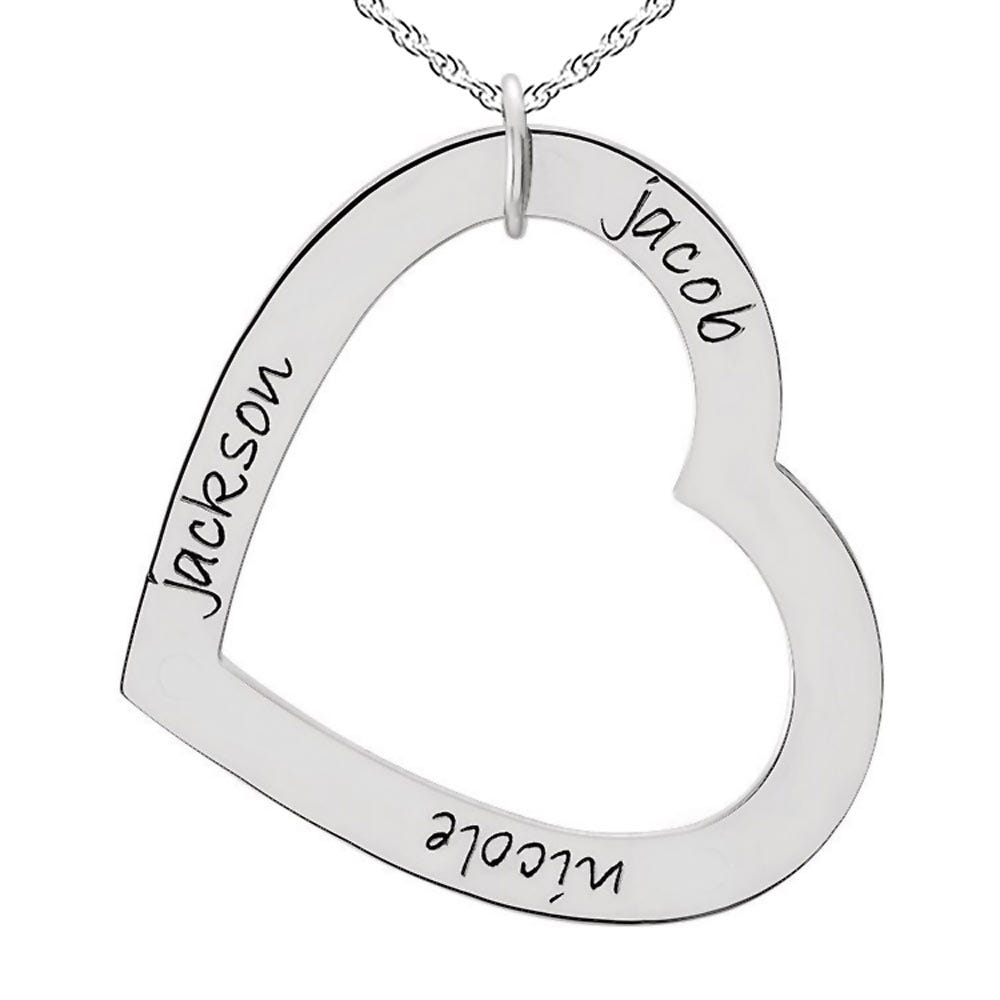 Personalized Large Heart Pendant with up to four Names