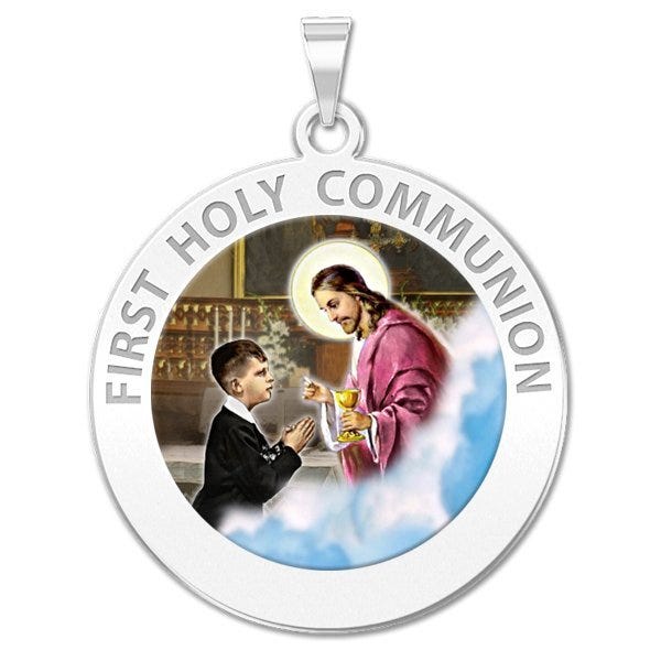 First Holy Communion Religious Medal (for a Boy) "Color EXCLUSIVE"