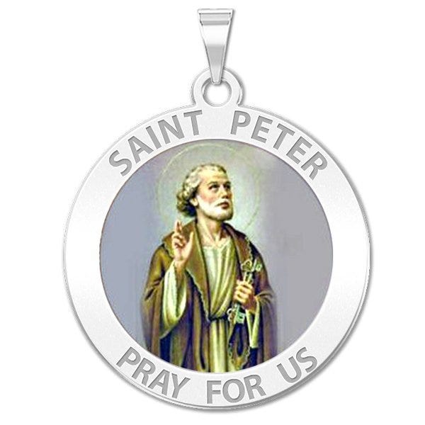 Saint Peter Religious Medal Color