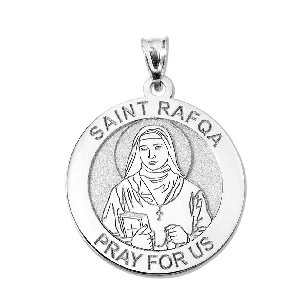 Saint Rafqa Round Religious Medal "EXCLUSIVE"
