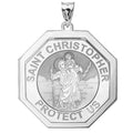 Saint Christopher Three Dimensional Premium Weight Octagon Religious Medal