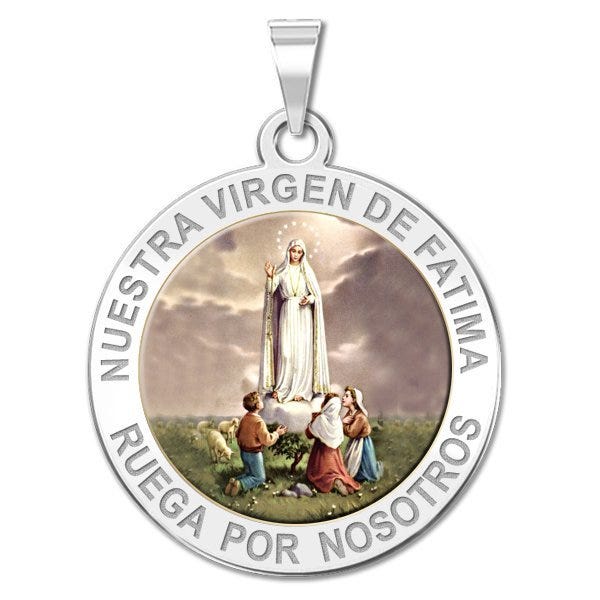 Nuestra Virgen de Fatima Religious Round Color Medal  "EXCLUSIVE"
