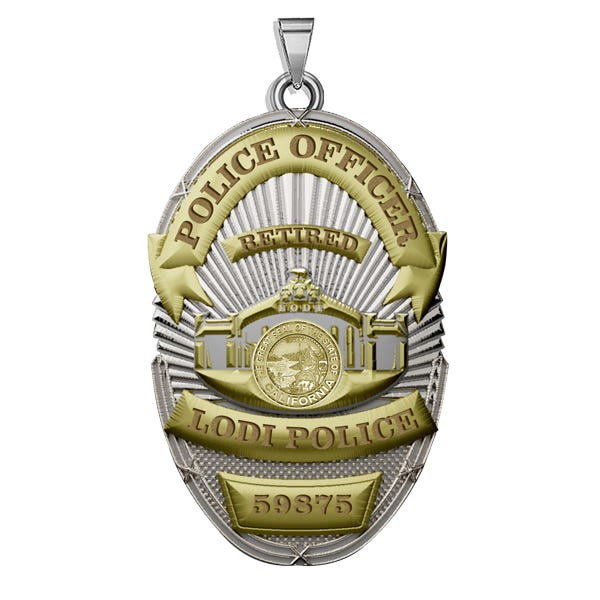 Personalized Lodi California Police Badge with Your Rank and Number