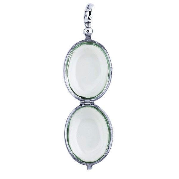 Silver Glass Oval Photo Locket