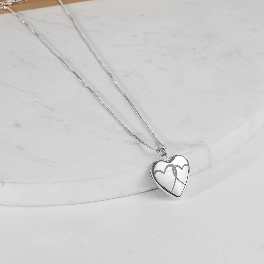 Silver "Interlocking Hearts" Heart Photo Locket
