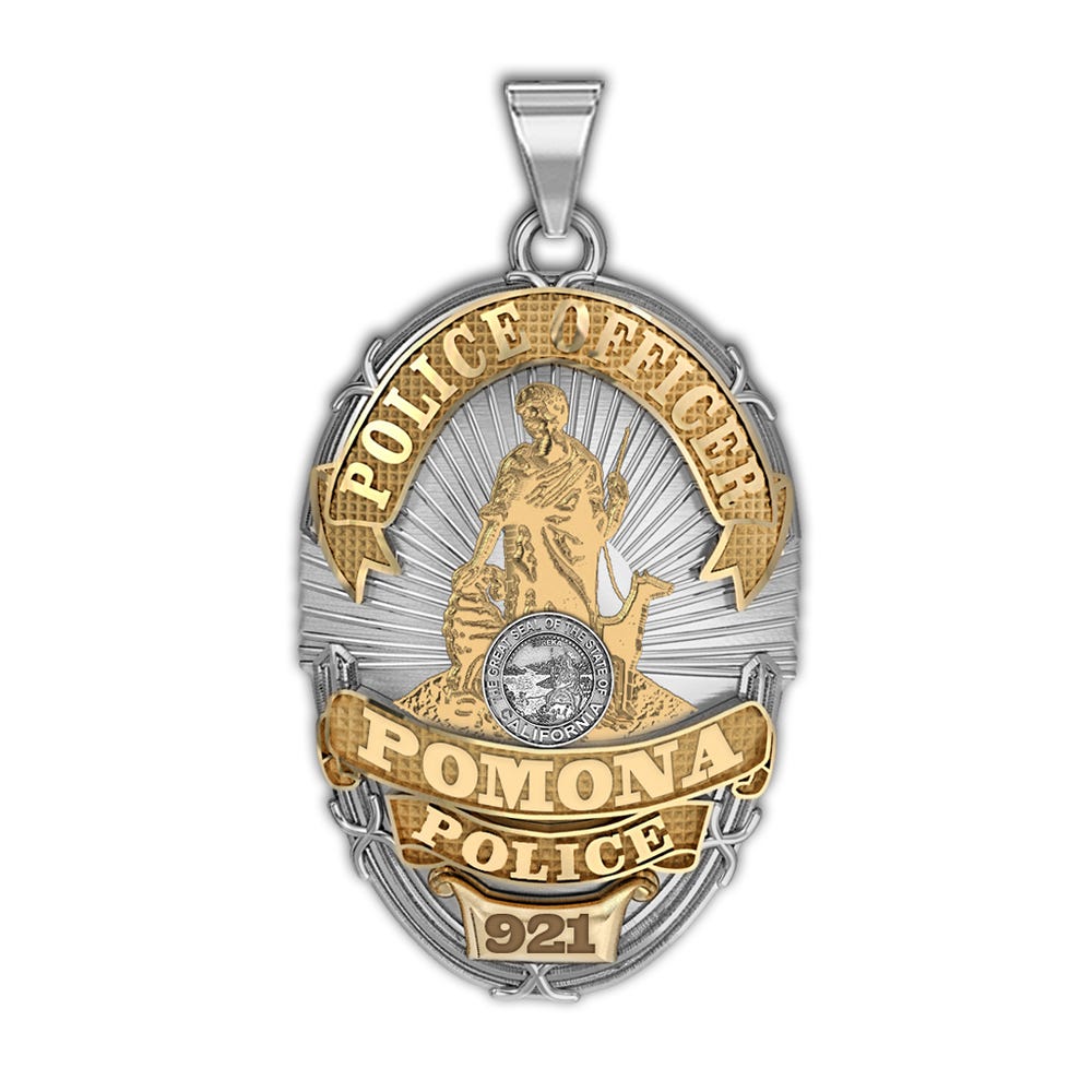 Personalized Pomona California Police Badge with Your Rank and Number
