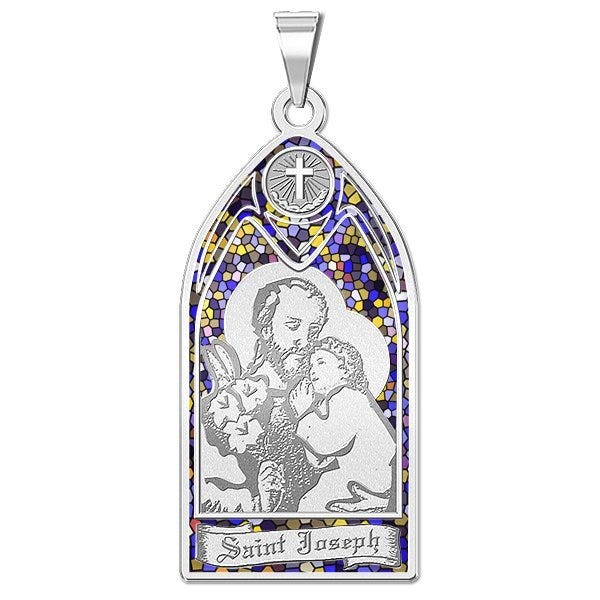 Saint Joseph - Stained Glass Religious Medal