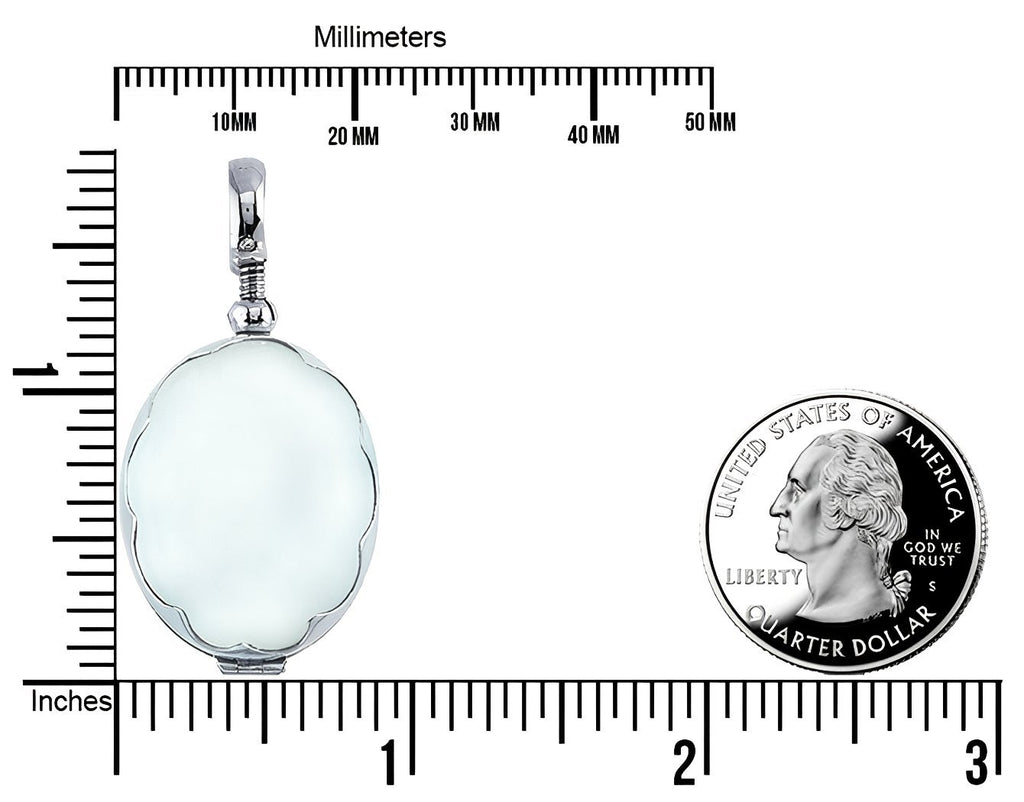 Silver Glass Oval Photo Locket