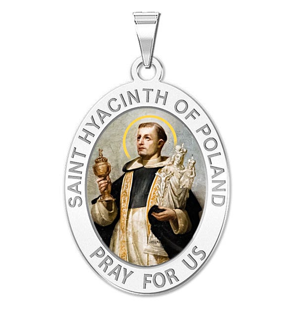 Saint Hyacinth of Poland OVAL Religious Medal Color