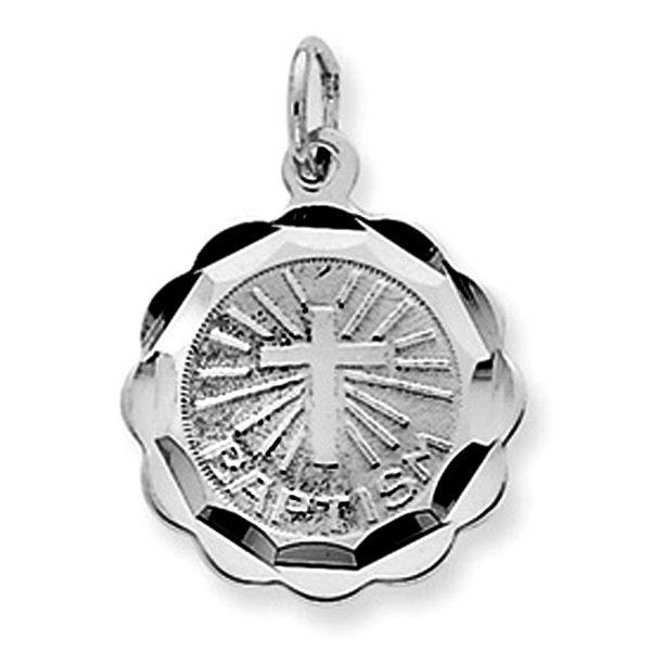 Baptism Round Diamond-Cut Round Charm