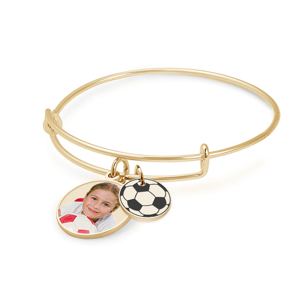 Expandable - Photo Charm Expandable Bracelet with Soccer Charm