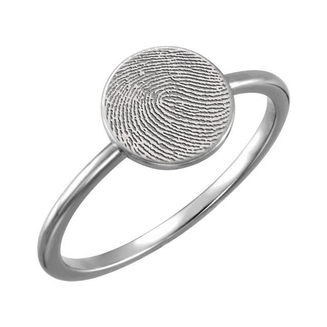 Custom Fingerprint Women's Fingerprint Round Signet Ring