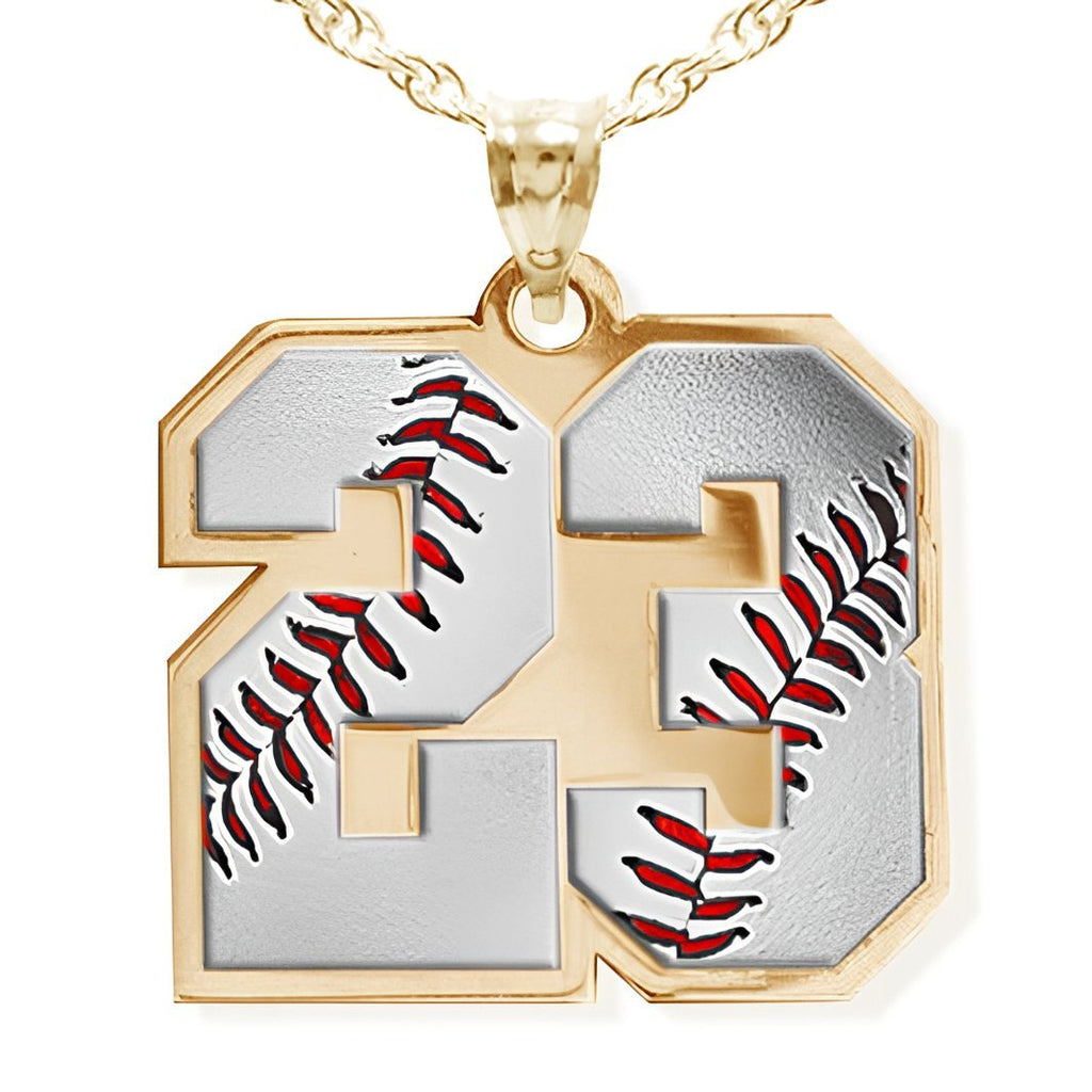 Color Enameled Baseball Number Charm Necklace or Pendant w/ 18 inch Chain