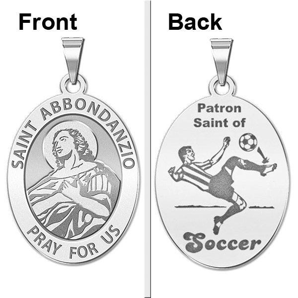 Saint Abbondanzio Oval Double Sided Soccer Religious Medal "EXCLUSIVE"