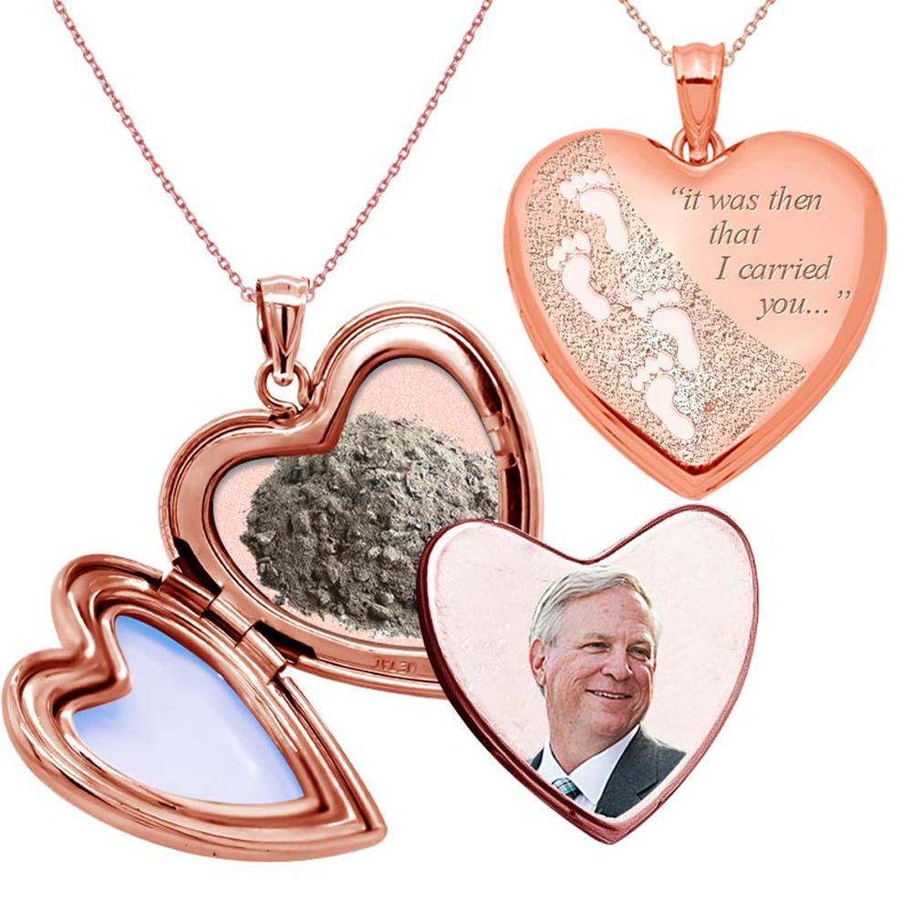 'Always in my Heart - Footprints' Cremation & Hair Photo Locket