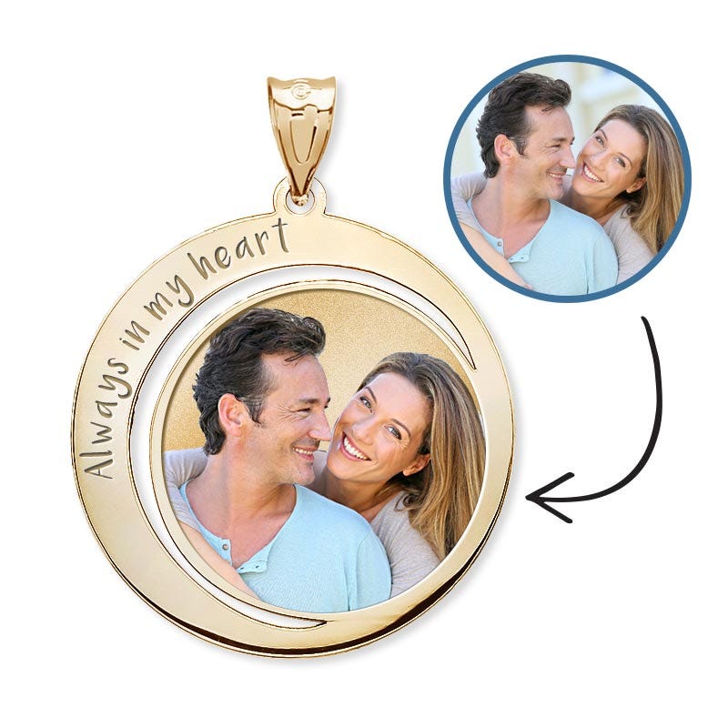 Custom Photo Engraved Round Charm or Pendant