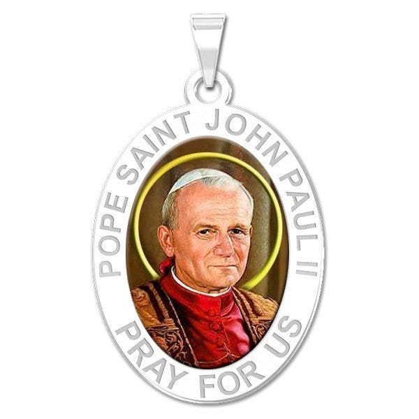Pope Saint John Paul II Oval Religious Color Medal