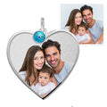 Heart with Border Photo Pendant Picture Charm w/ Birthstone