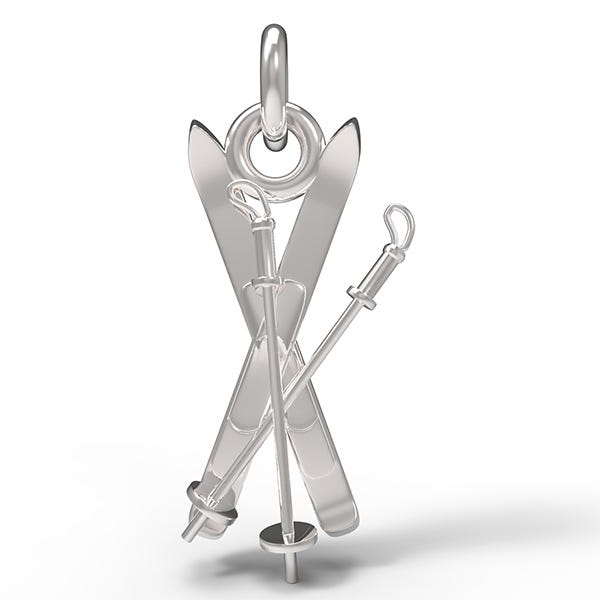Downhill Skis with Poles Charm(0776)