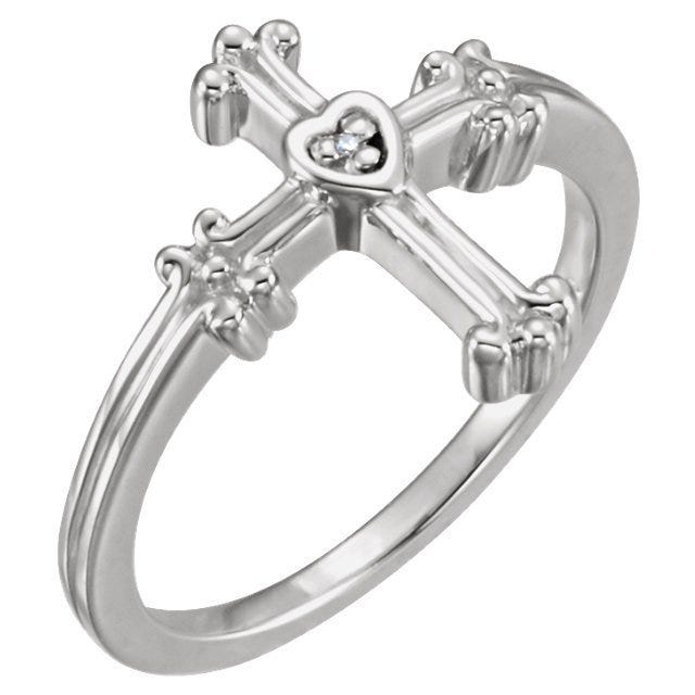 Trefoil Heart Cross Ring w/ Diamond Accent