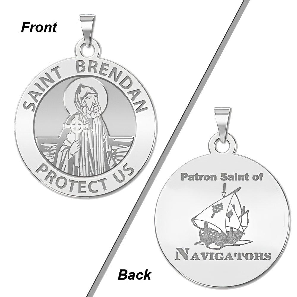 Saint Brendan Double Sided Navigator Round Religious Medal - "EXCLUSIVE"