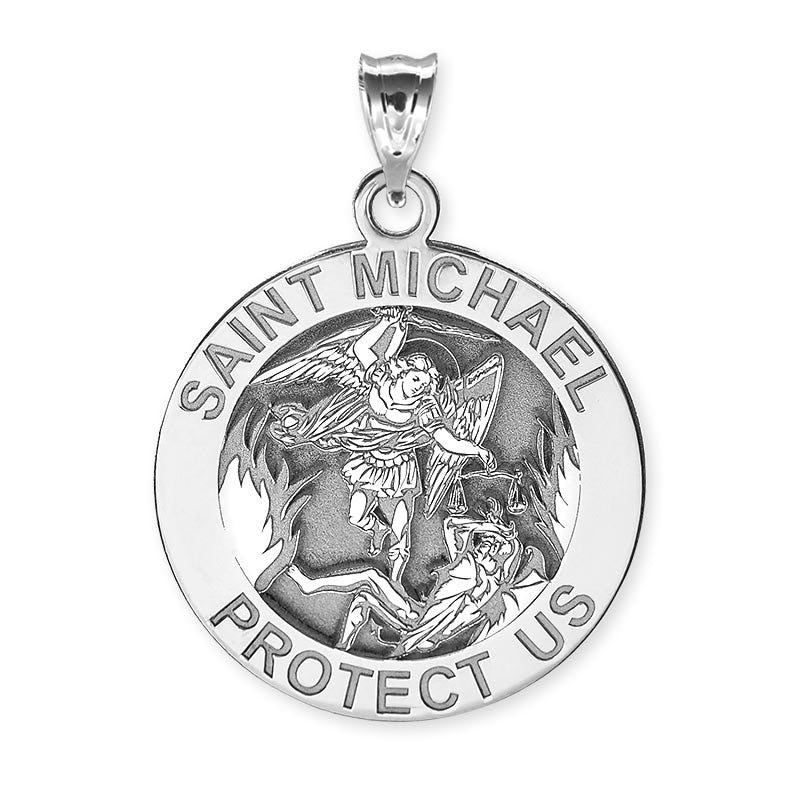 Saint Michael Round Religious Medal Necklace