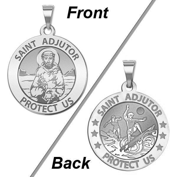 Saint Adjutor Doubles Sided Surfing Round Religious Medal - "EXCLUSIVE"