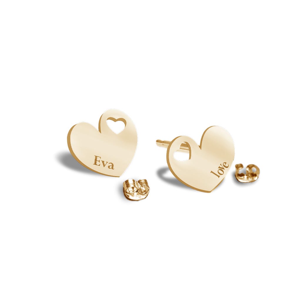 Personalized Dainty Minimal Heart Shaped Cut-Out Earrings