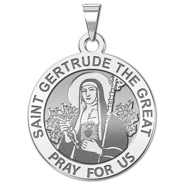 Saint Gertrude The Great Round Religious Medal