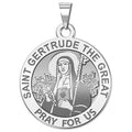 Saint Gertrude The Great Round Religious Medal