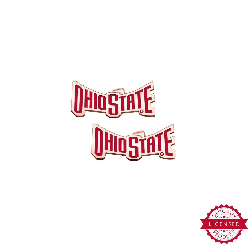 Pair Of Color Enamel Ohio State Banner Earrings