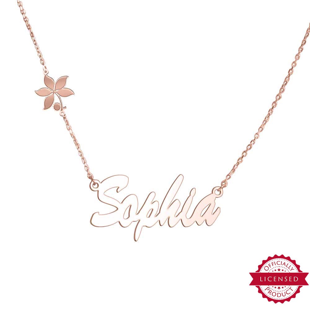 Ohio State University Name Necklace with Buckeye Leaf Charm